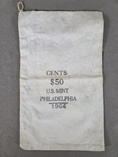 1964 U.S. Mint Philadelphia Cloth Money Coin Bag Pennies (C)