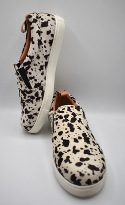 American Bison Cow Print Slip On Sneakers Womens Size 10 Hair On Hide Shoes