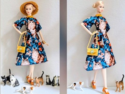 Kleid Katze Kitten Cat für Fashion Royalty Poppy Parker Barbie Looks Size Dolls