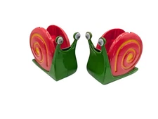 Set of 2 Snail 1” Tape Dispensers Hard Plastic Weighted Felt Bottom Classroom