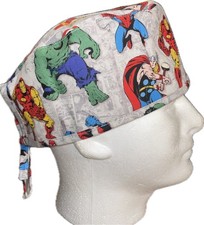 Marvel Scattered Characters On Comic Scrub Hat Chemo Cap
