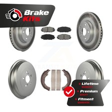 Front Rear Coated Disc Brake Rotors Semi-Metallic Pads And Drum Kit For 1.8L