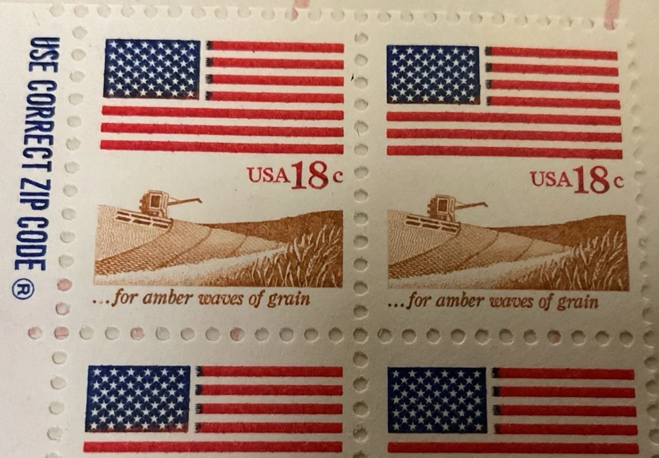 2- Rare Vintage 1981 American Flag MISTAKE STAMPS .19 Cents Two Strips 40 Stamps - image 3 of 4
