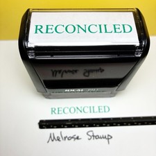 Reconciled Rubber Stamp Green Ink Self Inking Ideal 4913