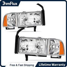 Dimflux Headlight For 1994-2001 Dodge Ram 1500 2500 3500 Chrome Housing No Sport
