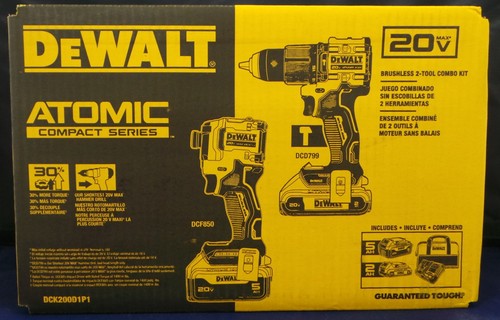 DEWALT ATOMIC 20V MAX Lithium-Ion Drill Impact (2) Batteries & Bag DCK200D1P1