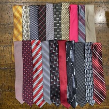 Lot of 20 Men  s Neck Ties Silk Polyester Solid Stripe Geometric B2 