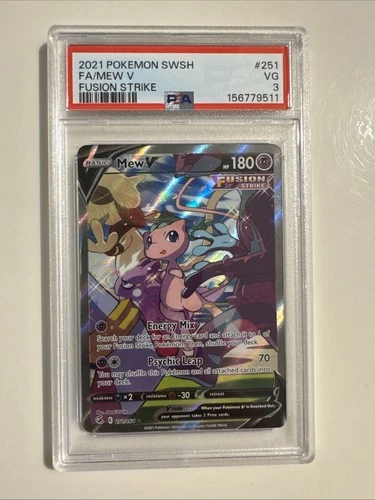 2021 POKEMON SWORD & SHIELD FUSION STRIKE #251 MEW V FUSION STRIKE PSA 3