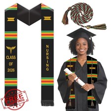 Class of 2026 Graduation Kente Stole and Honor Cord Set