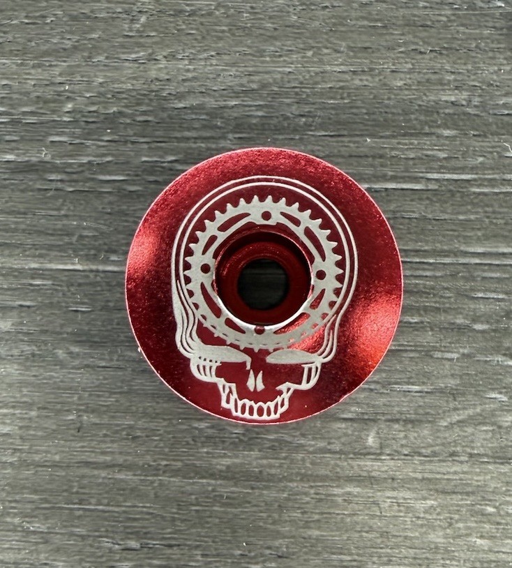 Mountain Bike corona teschio cuffia stelo tappo superiore 1 1/8 Grateful Dead rosso