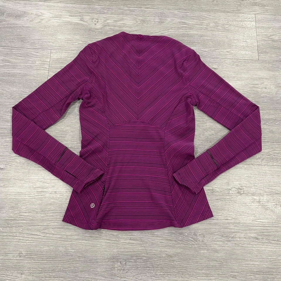Lululemon Shirt Womens Size 6 Kanto Catch Me Long Sleeve Stripe Running Athletic - Image 2 of 4