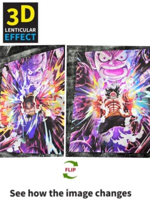 Luffy Gear Fourth-One Piece 3D poster,3D Lenticular Flip Effect,Anime Manga,2in1