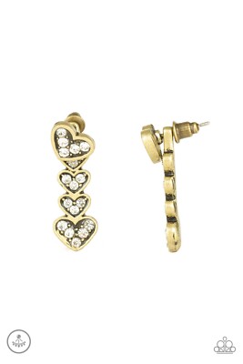 Paparazzi Jewelry Heartthrob Twinkle Brass Earrings New Release New With Tags