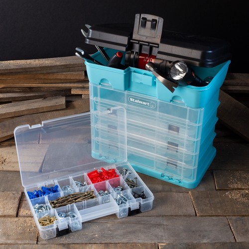 Multi-Purpose Storage Durable Organizer Utility Box Portable Plastic Light Blue - Picture 4 of 6
