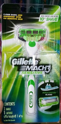 Gillette MACH3 SENSITIVE Mens (1 REFILLABLE RAZOR + 1 SHAVING CARTRIDGE)
