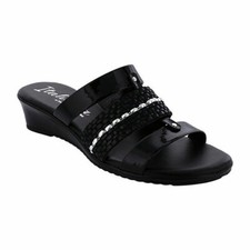 Italiana by Italian Shoemakers Women's Dorthie Wedge Sandals 7M Black NEW