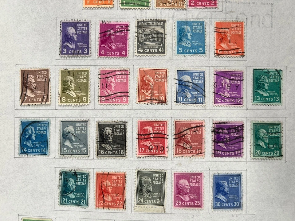 US Postal Canceled stamp collection 1938 Rotary Presidentials Perf 11 x 10 1/2 - Image 3 of 4