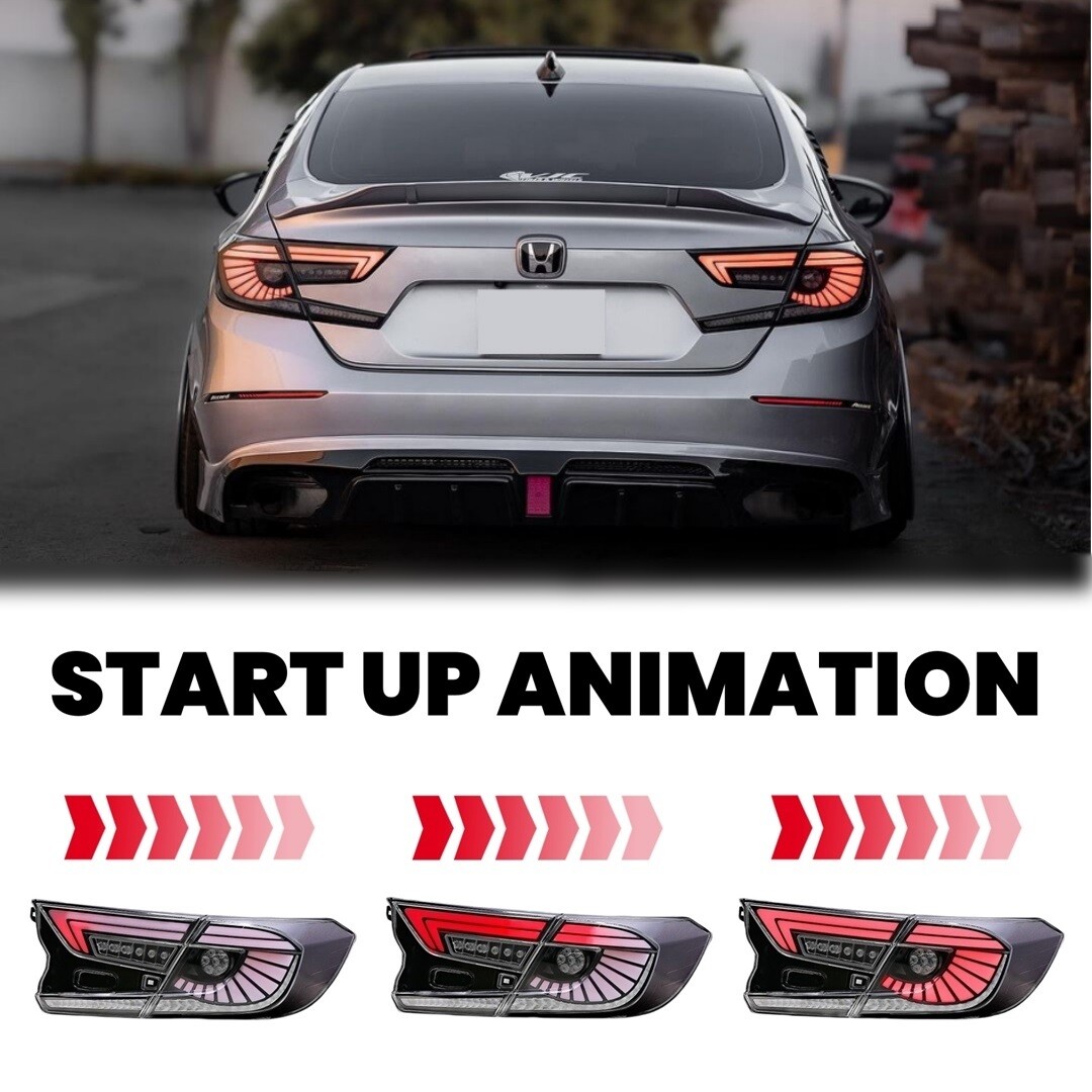 Clear White LED Tail Lights For 2018-2022 Honda Accord Sedan 10th Gen Rear Light