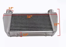 24"x11"x4" Universal Front Mount Aluminum Intercooler Top Mount Turbo 2.5" I/O