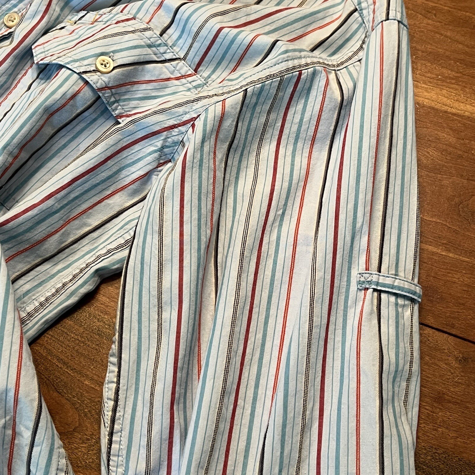 National Geographic Button Down Medium Striped Co… - image 9