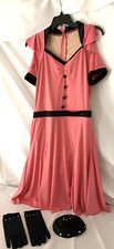 New Swing Style Musical Theatre Dress Pink Costume Adult XL with Hat and Gloves