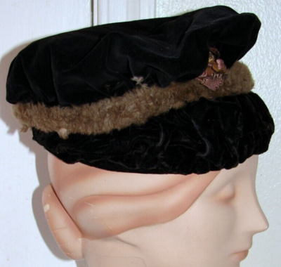 Victorian BLACK VELVET HAT w/Fur Trim b2-10 | eBay display picture 2