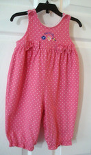 Vintage OshKosh B'Gosh Infant Girl Pink White Dot One Piece Bows Size 6-9 Months