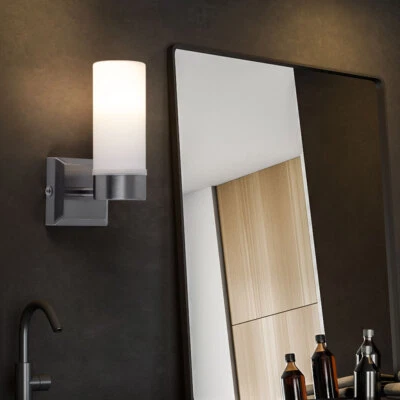 Wandleuchte Badezimmerlampe Spiegelbeleuchtung Glas Strahler Flurlampe silber - Bild 1 von 4