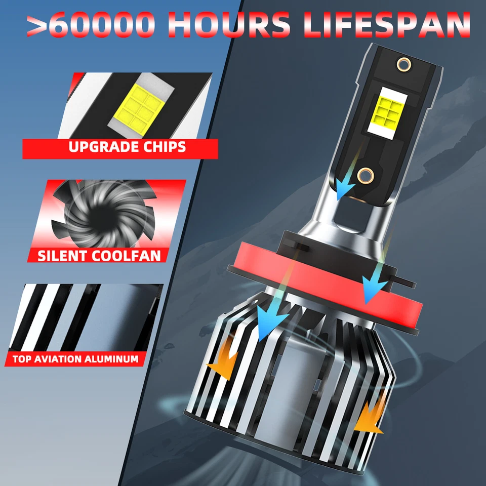 6X H1+H11+H11 LED Headlight Fog Light Bulbs For Jaguar X-Type 2002-2008 6000k - Image 4 of 4