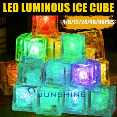 Rainbow Flashing Color Light Up Party Rave Club Wedding Led Glow Ice Cubes A+++