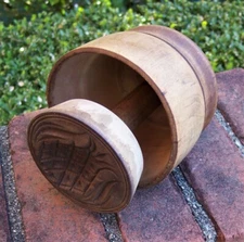 antique 19thc farm house hand carved wooden pineapple cased butter mold press