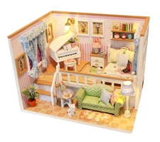 Dollhouse Miniature DIY House Kit Creative Room with Furniture for Romantic V...