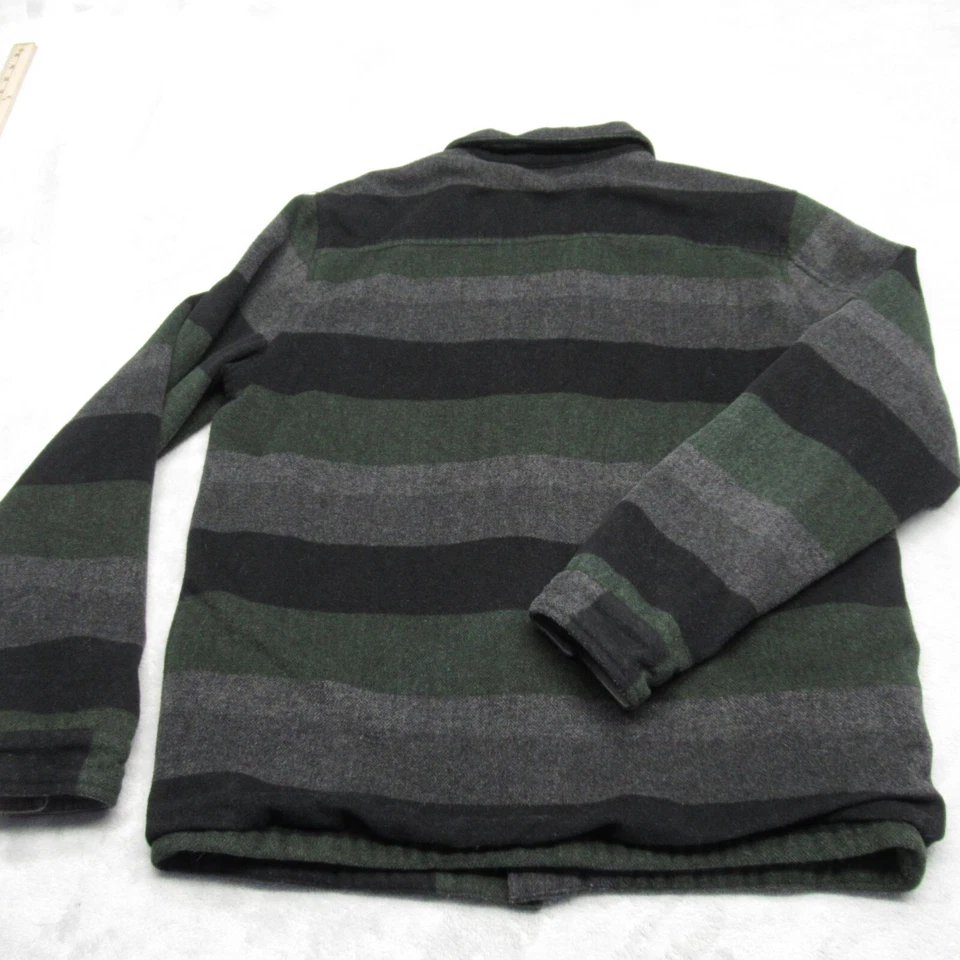 Chaqueta Camisa O Neill Mezcla Lana Para Hombre Mediana Verde Rayas Peso Pesado Abotonada Foto 2 de 4
