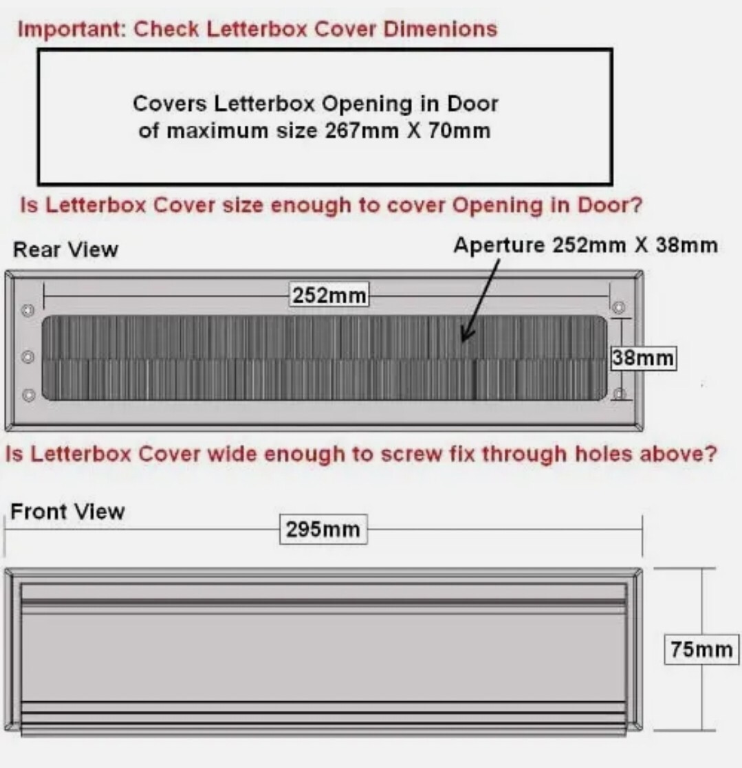 Letter Box Cover with Brush & Flap for Internal OR External Use White