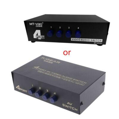 4 Port AV Audio Video RCA 4 Input 1 Output Switcher Switch Selector Splitter Box