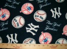 MLB New York Yankees Fleece Fabric Sold By The Yard BTY 58" wide