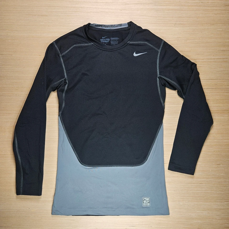 Nike Pro Combat Hyperwarm Lite Compression Long Sleeve Training Shirt Mens L - Image 2 of 4
