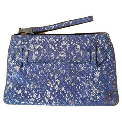 Aimee Kestenberg 100% Leather CLUTCH Wristlet Wallet VERSATILE Metallic Blue 