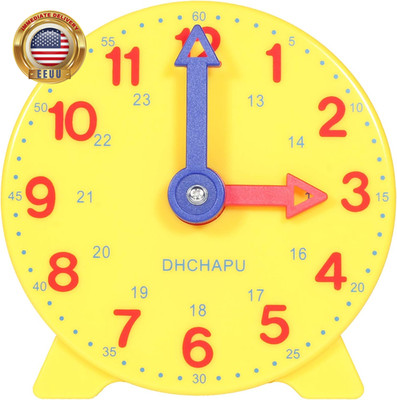Student Kids Learning Clock Time Teacher Gear 4 Inch 12/24 Hour Telling Time Toy