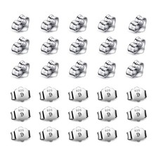 30Pcs/15 Pairs 925 Sterling Silver Earring Backs Replacement Secure Ear Locking
