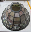 antique stained glass lamp shade multicolore  flower  8 1/2"W base 1  3/4" top