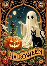 Pumpkin Ghost Cat Diamond Art Kits for Adults, 5D Halloween Diamond Painting ...