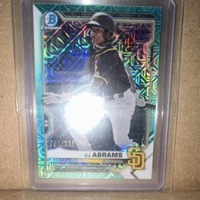 Bowman 2021 Chrome Prospects C.J. Abrams BCP-14 Aqua Mojo Refractor /225 Padres