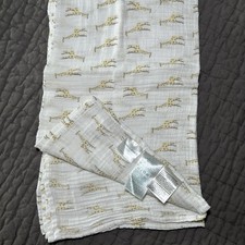 Aden  Anais Muslin Swaddle Baby Blanket Giraffe Yellow White 100 Cotton