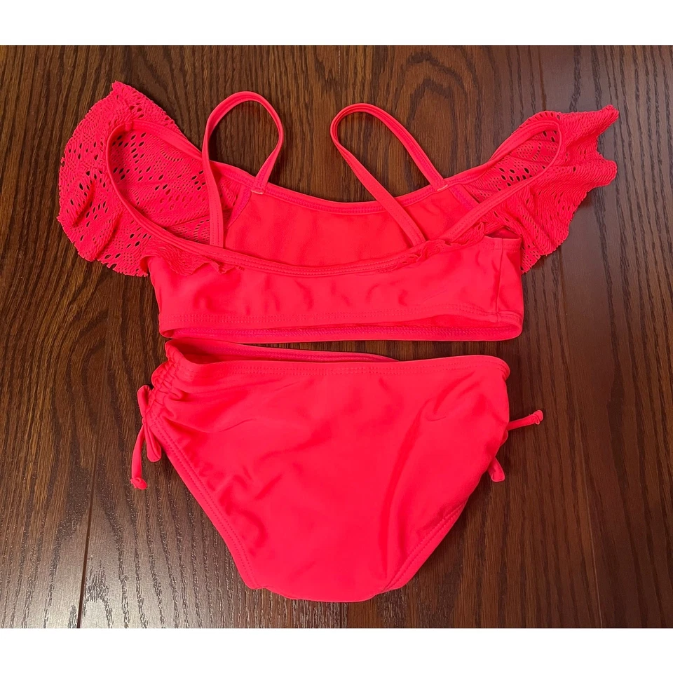 Lote Trajes de Baño Niñas Xhilaration Rosa Neón Dos Piezas Talla Xs Rayas H&M Foto 4 de 4