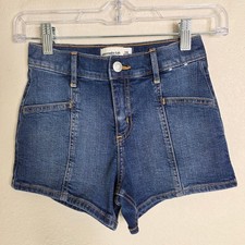 3 / 30 Abercrombie Shorts Girls 7 / 8 Blue High Rise Mini Mom Denim