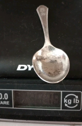 Vtg WILLIAM & MARY 1921 TREASURE LUNT STERLING  BABY SPOON Monogramed 4.25" 18 G