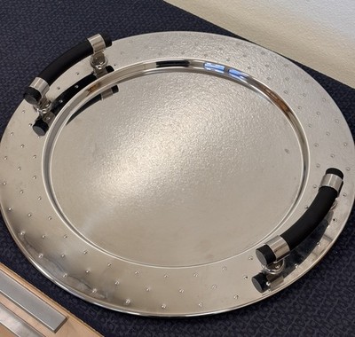 Alessi Round Stainless Steel Serving Tray MG09 by Michael Graves Made In Italy