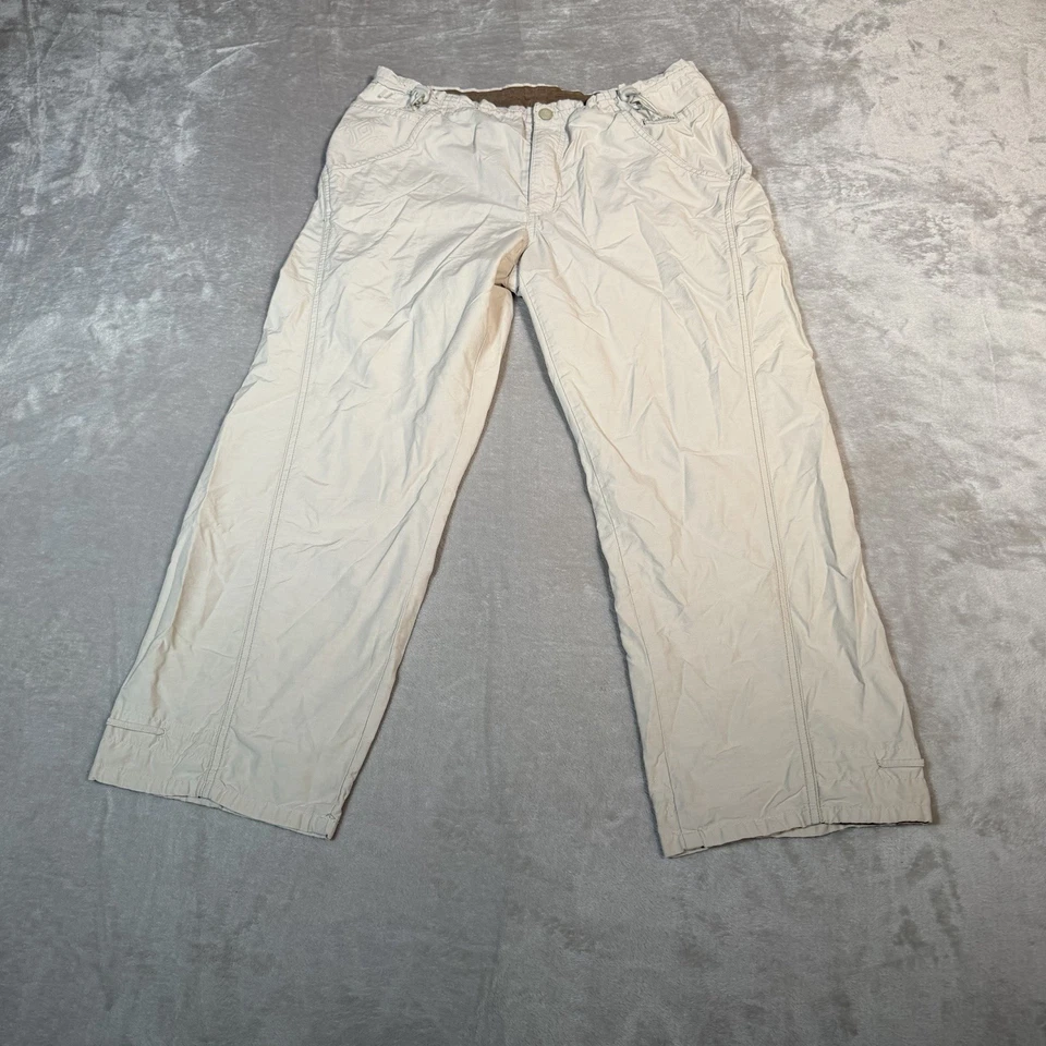 Pantalones Columbia Mujer Pequeños Beige Senderismo Aire Libre Capri Algodón Mezcla Nailon Foto 2 de 4