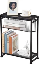 Small Side Table for Small Spaces - Slim End Table with Magazine Holder - 2 in